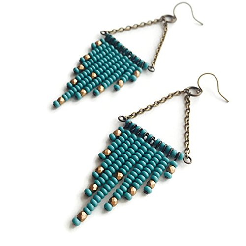 Amazon.com: Turquoise and Gold Seed Bead Chandelier Diamond Shaped .