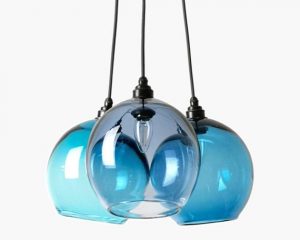 Blue Glass Lighting Cluster. Hand Blown Glass Pendant Lights. | Et