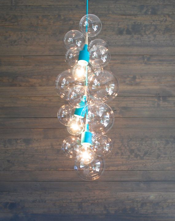 Inspiration: Tall Turquoise Bubble Chandelier by IndustrialBlush .