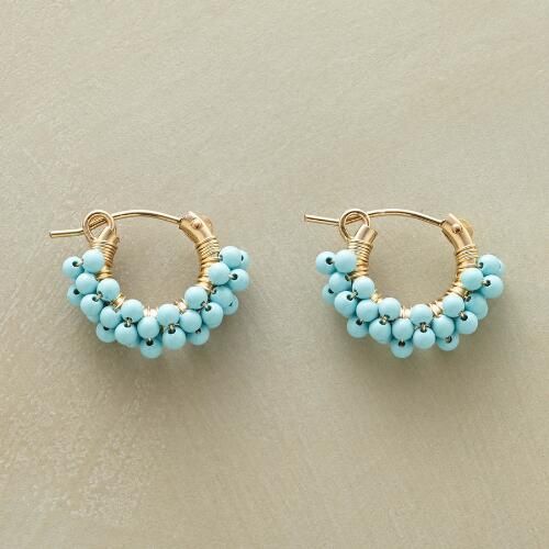 Turquoise bubble hoop earrings | Earrings handmade, Beaded jewelry .