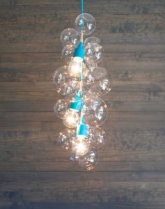 Tall Turquoise Bubble Chandelier by:-Industrial Blush | Bubble .