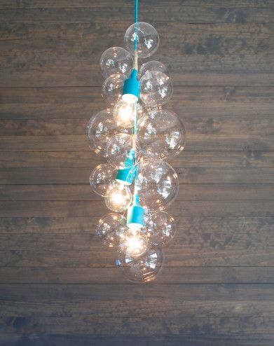 Tall Turquoise Bubble Chandelier by:-Industrial Blush | Bubble .