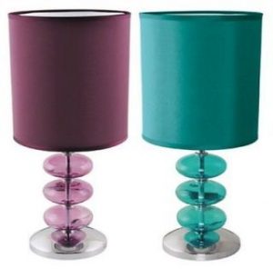 TEAL PLUM LAMP TABLE DESK BEDROOM LIGHT TURQUOISE PURPLE SHADE .