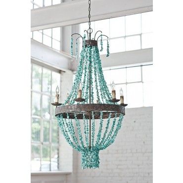 If I had a beach house....Turquoise Stones Chandelier from Regina .