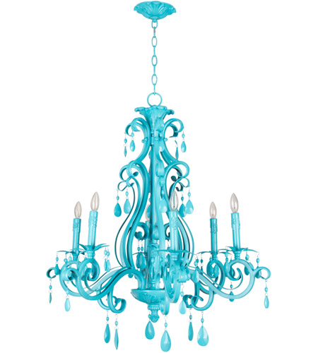 Craftmade 25626-TQ Englewood 6 Light 29 inch Turquoise Chandelier .