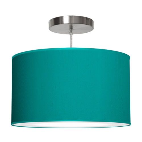 Turquoise Silk Teal Drum Shade Pendant Ceiling Light Fixture .