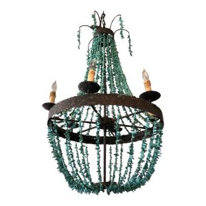 Regina Andrew Rustic Empire Style Turquoise Beaded Chandelier .