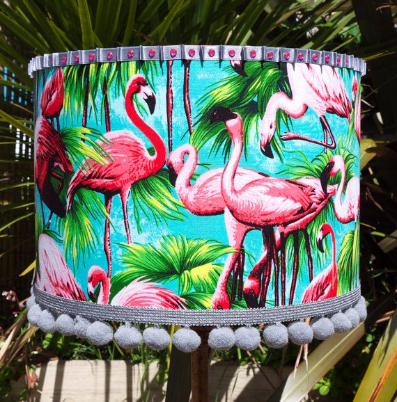 Turquoise Flamingo Lamp or Ceiling Shade with Gem by lovekittypink .