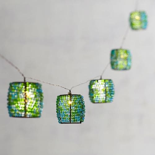 Turquoise Beaded Lantern 10' LED Glimmer Strings® | Glimmer .