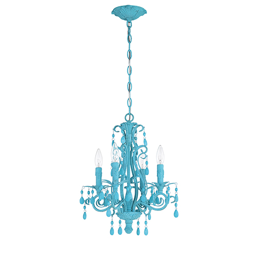 Craftmade Englewood Turquoise Four Light Mini Chandelier 25614 Tq .