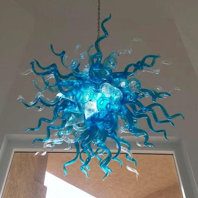 Modern Clear And Turquoise Glass Chandelier Living Room Pendant .