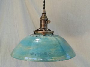 Beautiful Pendant lighting hanging ceiling light Handmade pottery .