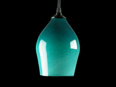 Hand blown elegant turquoise pendant lamp lighting | Blown glass .