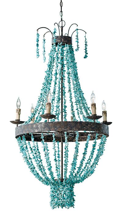 This Turquoise Toluca Chandelier from Regina-Andrew Design .