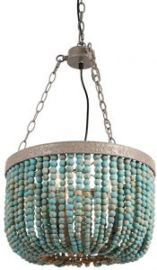 Newrays Wood Bead Chandelier Pendant Three Lights Gray Blue .