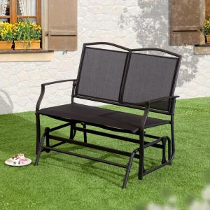 SunTime Outdoor Living 1-Piece Black Steel Outdoor Swing Glider .