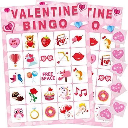 Amazon.com: Valentine's Day Bingo Game for Kids 24 Players .
