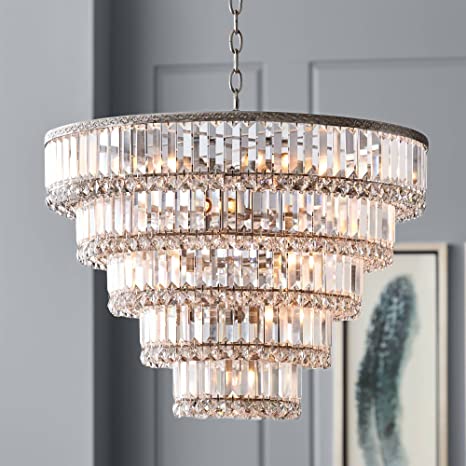 Magnificence Satin Nickel Chandelier 24 1/2" Wide Faceted Crystal .