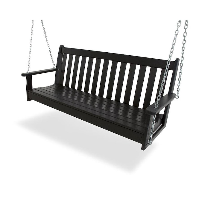 POLYWOOD Vineyard 2-person Black Recycled Plastic Outdoor Swing in .