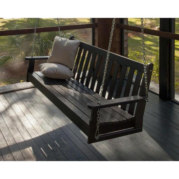POLYWOOD Vineyard 60 in. Black Plastic Outdoor Porch Swing GNS60BL .