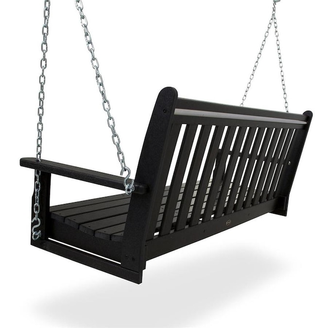 POLYWOOD Vineyard 2-person Black Recycled Plastic Outdoor Swing in .