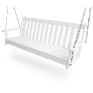 POLYWOOD Vineyard 60 in. White Plastic Outdoor Porch Swing GNS60WH .