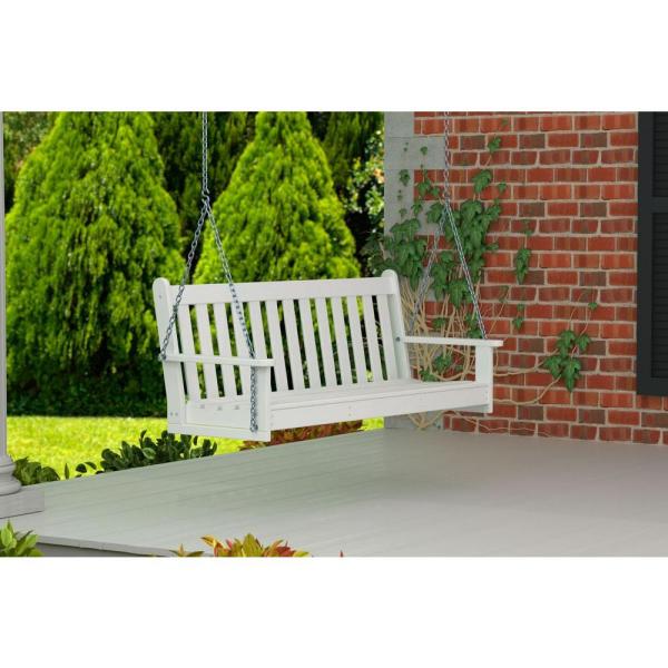POLYWOOD Vineyard 60 in. White Plastic Outdoor Porch Swing GNS60WH .