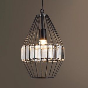 Dining Room Cage Pendant Lighting with Clear Crystal Decoration .