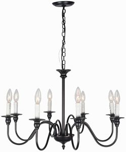 Baiwaiz Rustic Black Chandelier Lighting, Metal Vintage Candle .