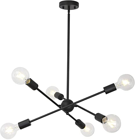 Amazon.com: BONLICHT Sputnik Chandelier Lighting 6 Lights Black .