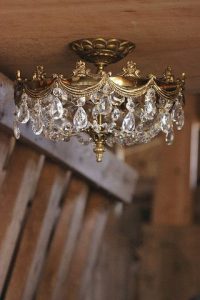 Vintage Brass Basket Chandelier Semi Flush Mount … | Vintage .