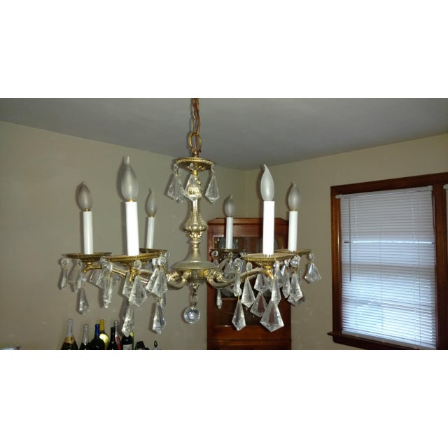 6-Light Vintage Brass and Crystal Chandelier | Chairi