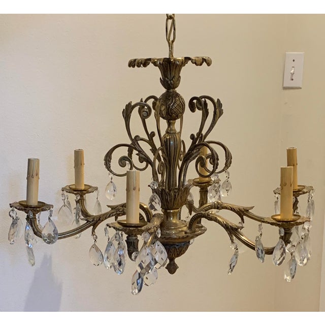 Vintage French Brass and Crystal Chandelier | Chairi