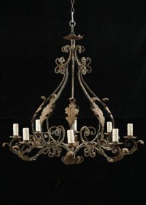 italian iron lighting | Italian Antique Wrought Iron 8-light .