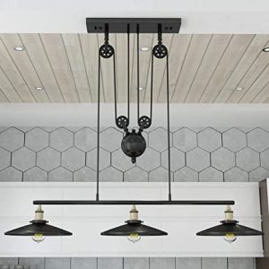 WINSOON Industrial Vintage Chandeliers Pulley 3 Light Pendant .