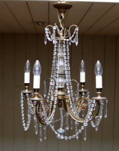 Vintage French Brass Chandelier, 1920s for sale at Pamo