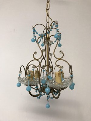 Vintage Italian Chandelier with Opaline and Murano Glass Drops for .