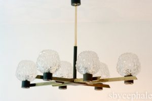 Vintage Italian chandelier six lights Stilnovo style brass | Et