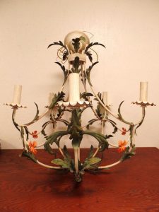 Vintage Italian Chandelier Toleware Shabby Chic Light Fixture | Et