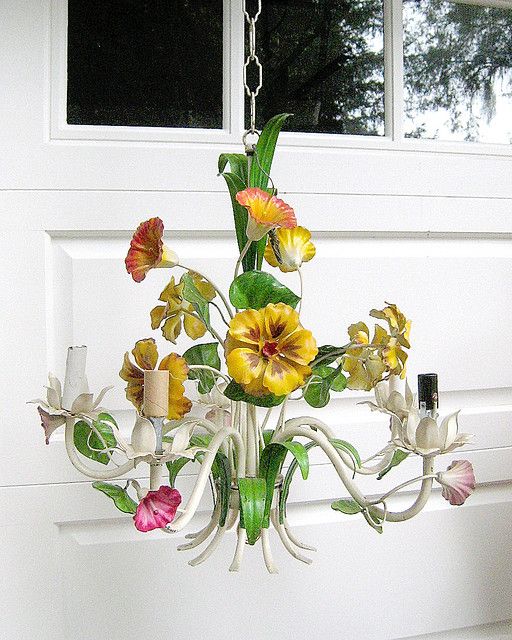 Vintage Tole Floral Chandelier | Floral chandeli