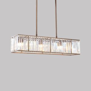 Vintage Style Rectangle Pendant Light Clear Crystal Three Light .