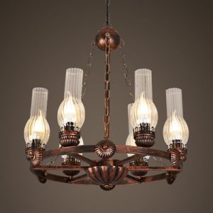 Metal Kerosene Hanging Light 6 Lights Vintage Style Chandelier .