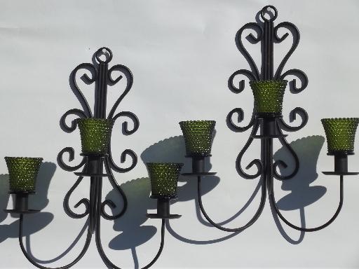 vintage wrought iron wall sconces, hanging chandelier candle holde