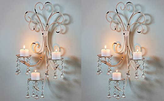 Amazon.com: Set of 2 Wall Chandelier Candle Holder Sconce Shabby .