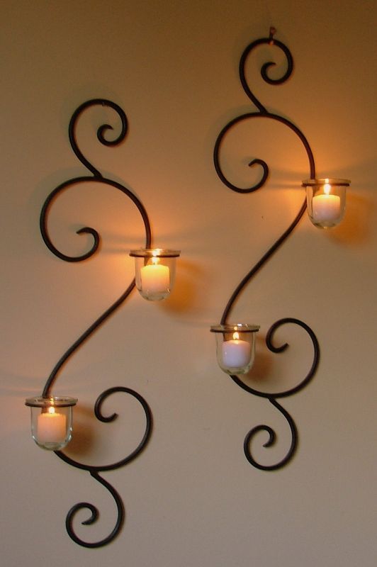 Wall Mounted Long Holder Using Wrought Iron Candle Holders As .