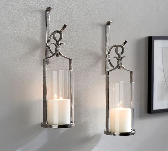 Artisanal Wall-Mount Candle Holder - Silver | Pottery Ba