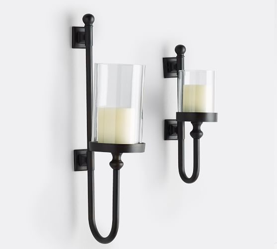 Parker Recycled Glass & Bronze Wall Mount Pillar Candle Holder .