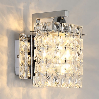 House Rectangle Sconce Light Clear Crystal Antique Style Chrome .