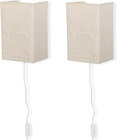 Wallniture Rice Paper Wall Mount Lamp Sconce with Toggle Switch .