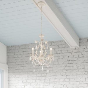 Hampton Bay Kristin 3-Light Antique White Hanging Mini Chandelier .